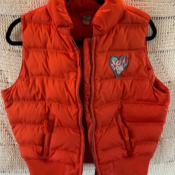 Lucky Brand Orange Puffer Vest with Heart Patch - Picture 3 of 3